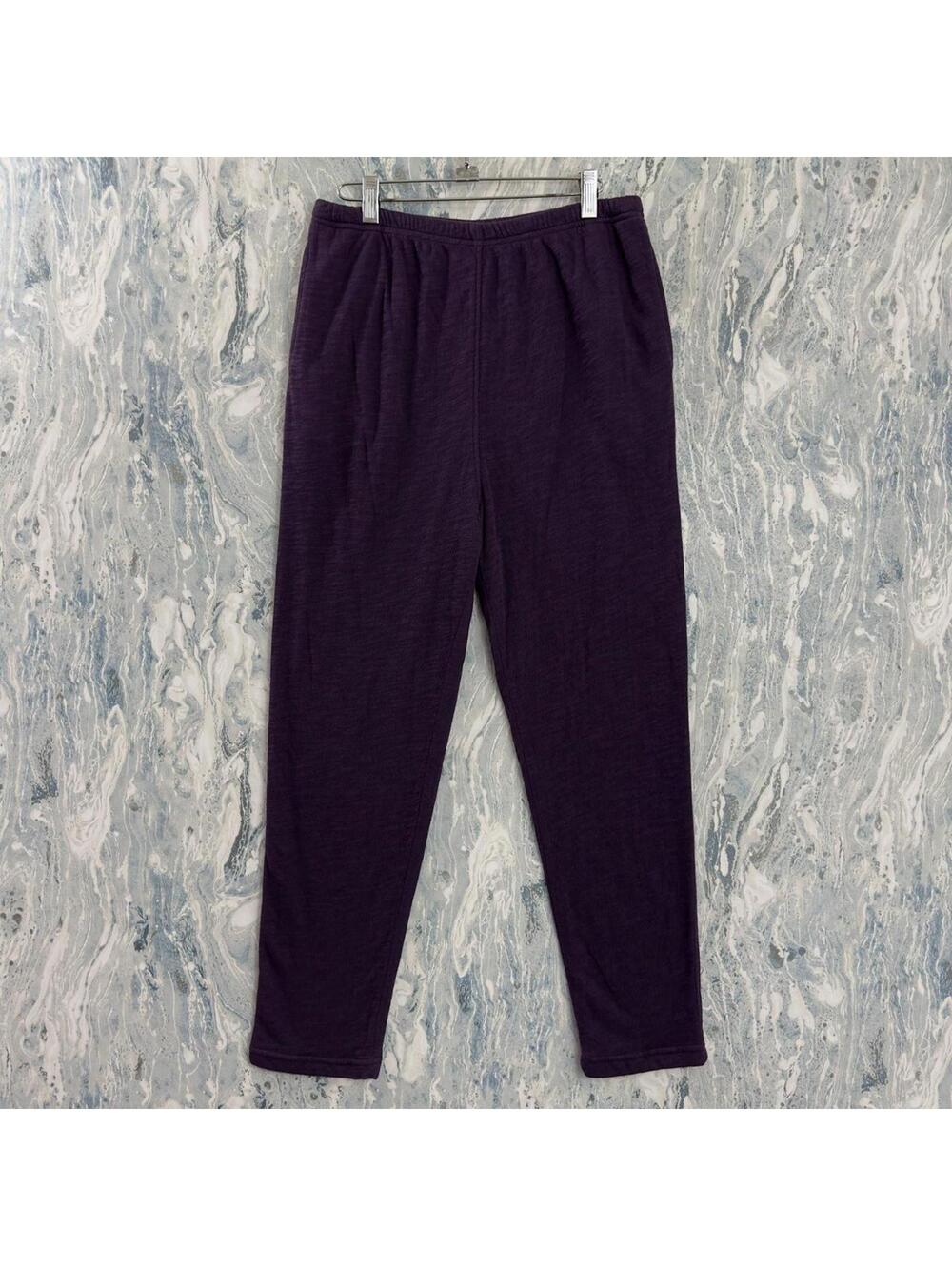 Boho Minimalist Lagenlook Avant-Garde Dark Purple Relaxed-Fit Sweatpants (L)